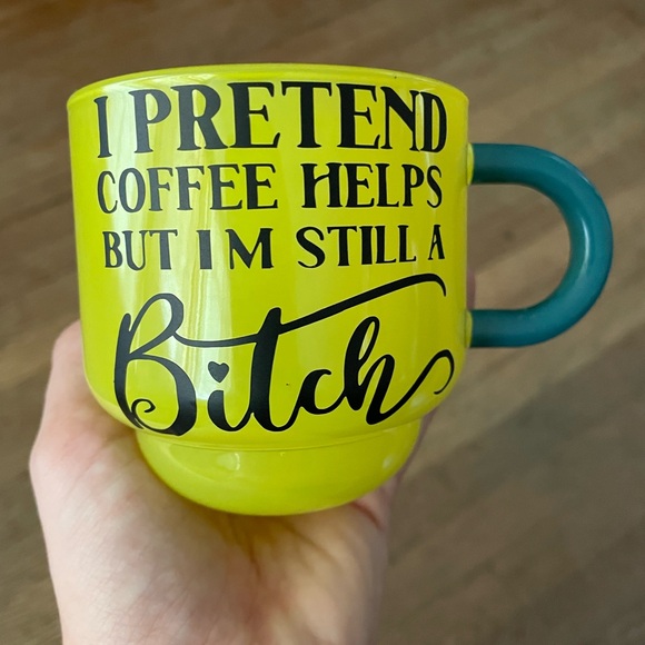 Yellow Coffee Mug with Teal Handle - Picture 1 of 1